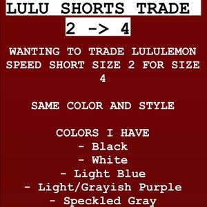 Lululemon Speed Shorts 2 -> 4